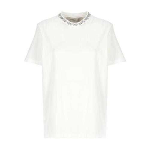 Golden Goose Vit Kristalldetalj Crew Neck T-shirt White, Dam