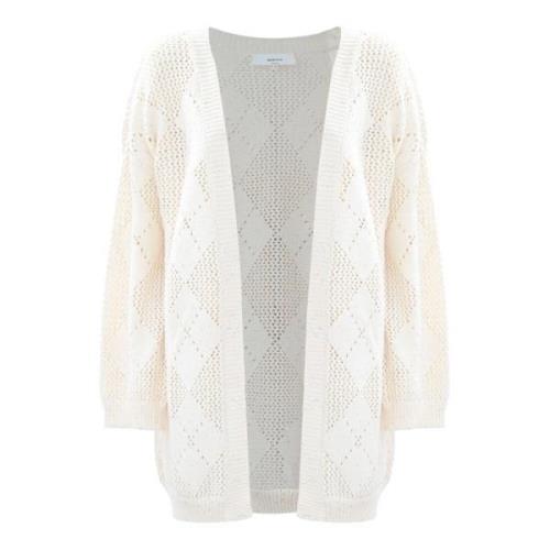 Kocca Diamantstickad Cardigan Jumper White, Dam