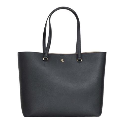 Ralph Lauren Svart läder axelväska Black, Dam