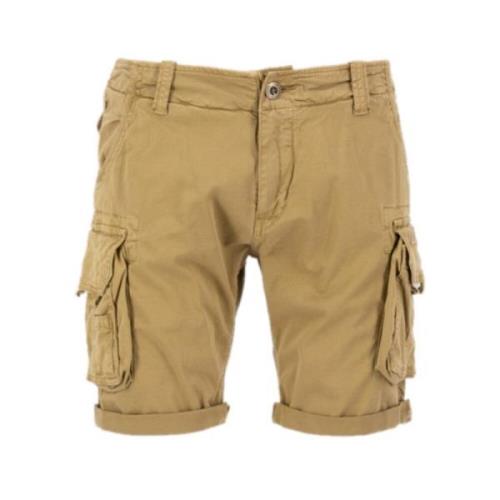 Alpha Industries Khaki Cargo Crew Shorts Beige, Herr