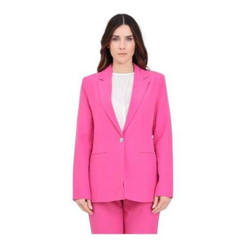 Only Fuchsia Enkelknäppt Blazer med Silverknapp Pink, Dam