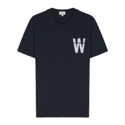 Woolrich Blå Crew Neck T-shirt med Ficka Blue, Herr