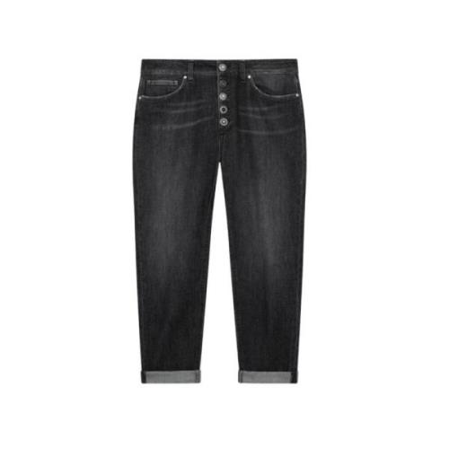 Dondup Svarta Loose Fit Ankel Längd Jeans Black, Dam