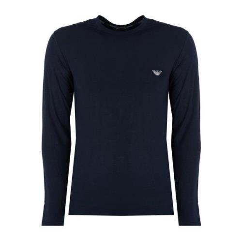 Emporio Armani Long Sleeve Tops Blue, Herr