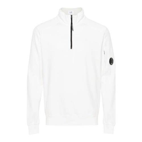 C.p. Company Vit Fleece Dragkedja Sweatshirt White, Herr