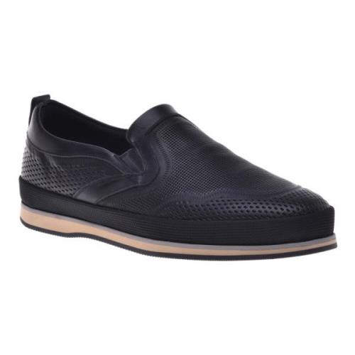 Baldinini Loafer in black perforated calfskin Black, Herr