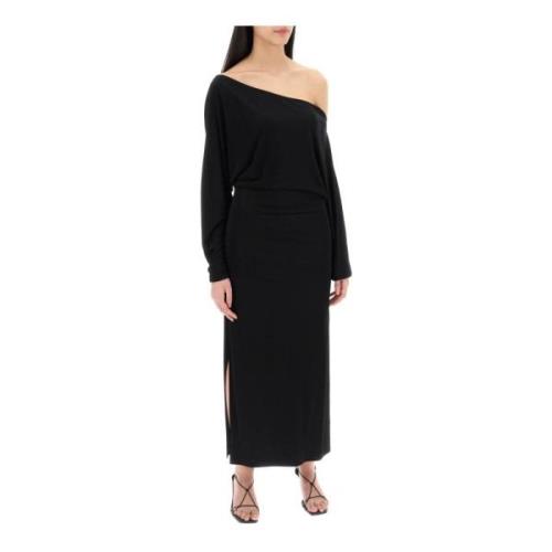 Khaite Asymmetrisk Off-Shoulder Maxi Klänning Black, Dam