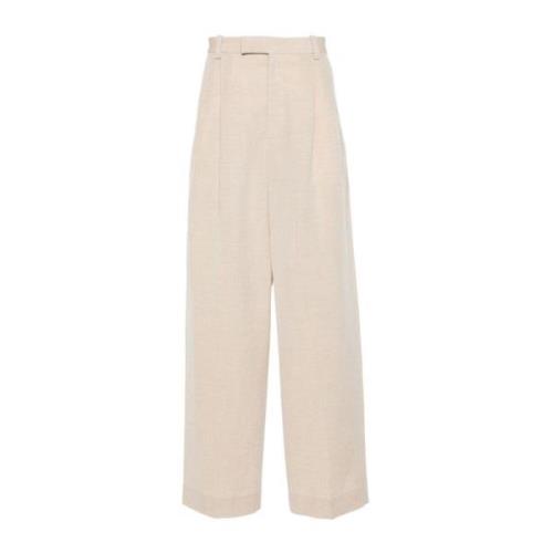 Jacquemus Wide Trousers Beige, Herr