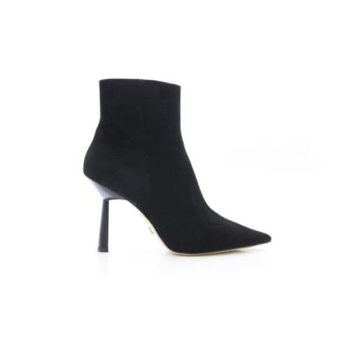 Lola Cruz Svart Mocka Kitten Heel Ankel Boot Black, Dam