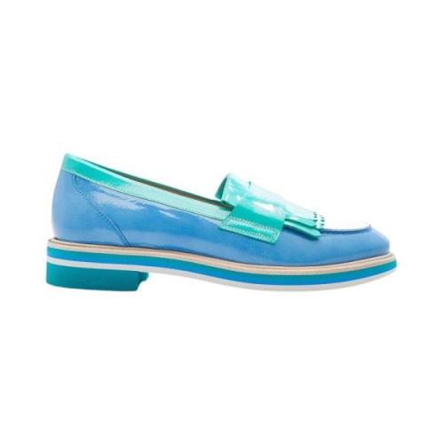 Pertini Blå Grön Vit Läder Loafer Blue, Dam