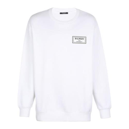 Balmain Sweatshirt med gummipatch White, Herr