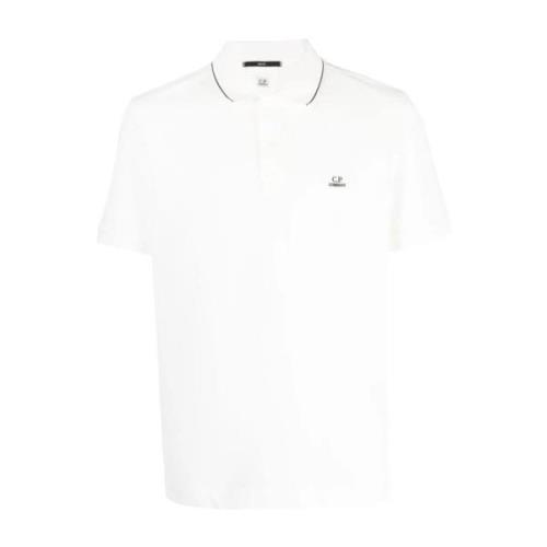 C.p. Company Stretch Piquet Slim Polo Shirt White, Herr