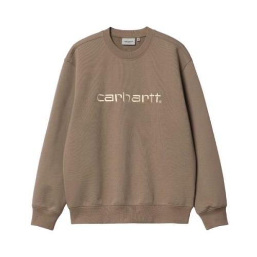 Carhartt Wip Brun Sweatshirt Borstad Bomull Loose Fit Brown, Herr