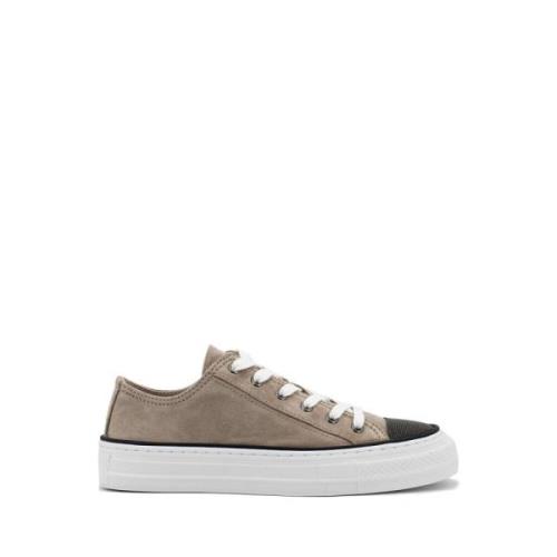 Brunello Cucinelli Lyxiga Broderade Mocka Sneakers Multicolor, Dam