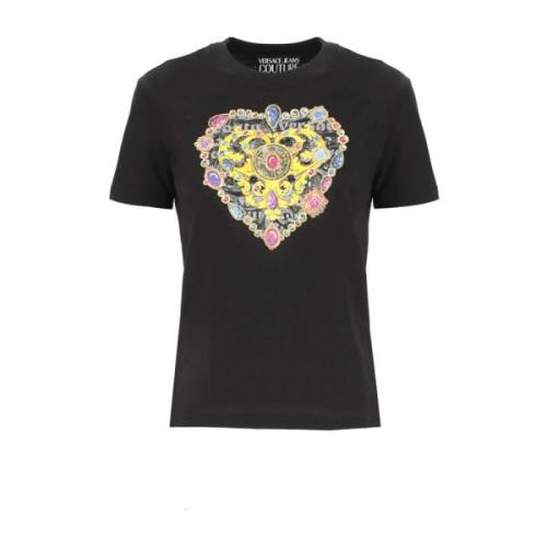 Versace Jeans Couture Svart Heart Couture Logo T-shirt Black, Dam