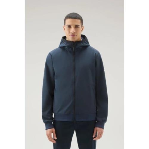 Woolrich Soft Shell Full Zip Hoodie Blå Blue, Herr