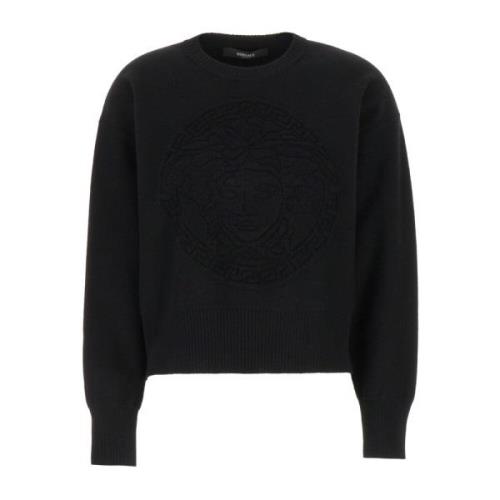 Versace Round-neck Knitwear Black, Dam