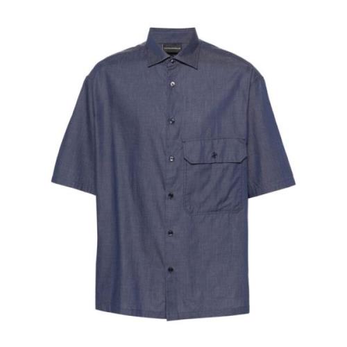 Emporio Armani Short Sleeve Shirts Blue, Herr