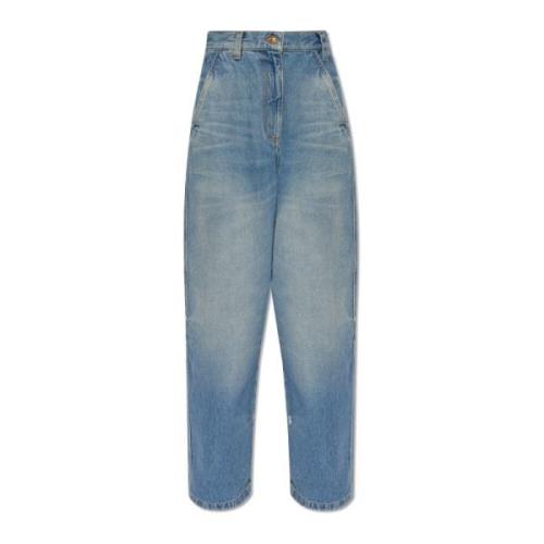 Palm Angels Jeans med logotyp Blue, Dam