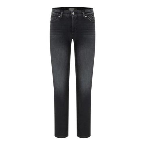 Cambio Stiliga Cropped Jeans Blue, Dam