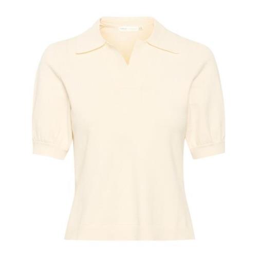 InWear Mjuk Stickad Blus Kortärmad Beige, Dam