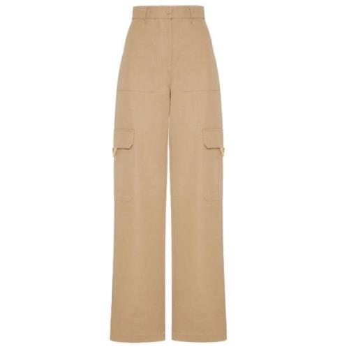 Valentino Wide Trousers Brown, Dam