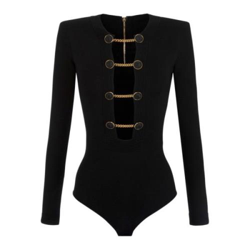 Elisabetta Franchi Långärmad Viskos Body Bk57S41E2-110 Black, Dam