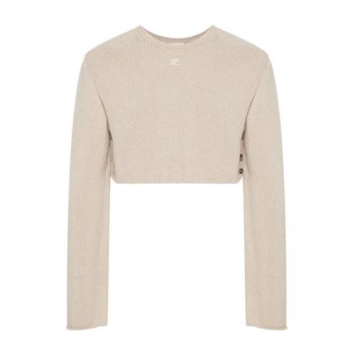 Courrèges Round-neck Knitwear Beige, Dam