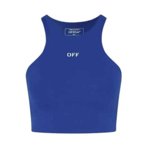 Off White Sleeveless Tops Blue, Dam