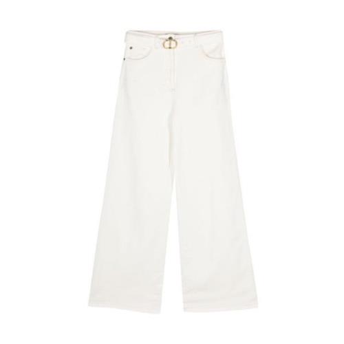 Twinset Wide Trousers White, Dam