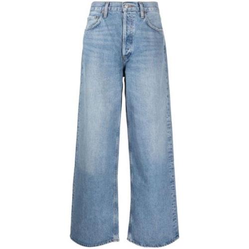 Agolde Ljusblå High-Rise Straight-Leg Jeans Blue, Dam