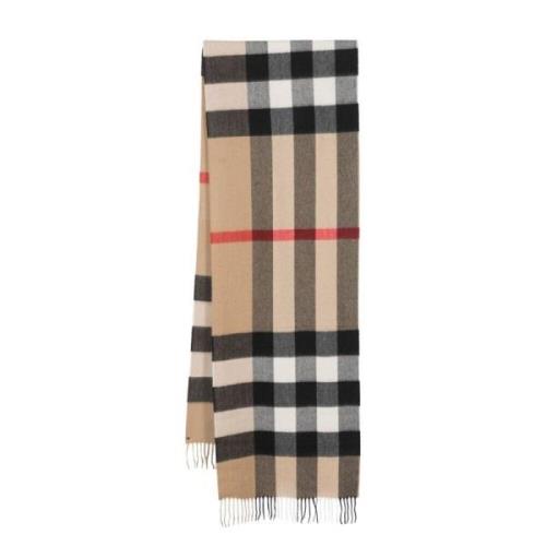 Burberry Vintage Check Fransad Halsduk Beige, Dam