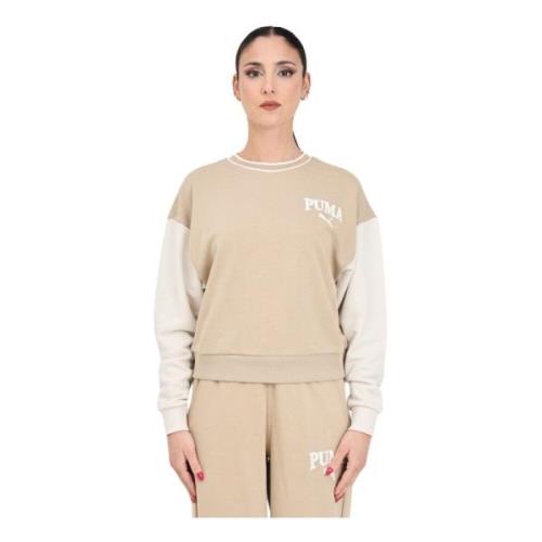 Puma Beige Logo Print Sweatshirt Beige, Dam