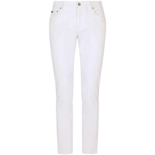 Dolce & Gabbana Logo-Plaque Slim-Cut Jeans White, Herr