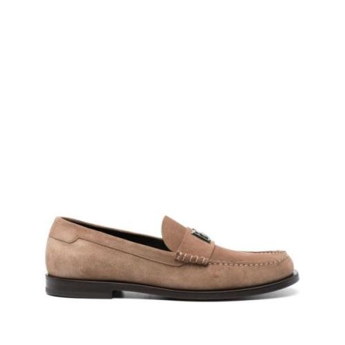 Dolce & Gabbana Kastanjebruna Mocka Slip-On Skor Brown, Herr