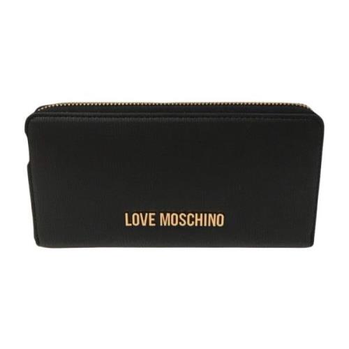 Love Moschino Svart dragkedja plånbok med mynt/kortfack Black, Dam