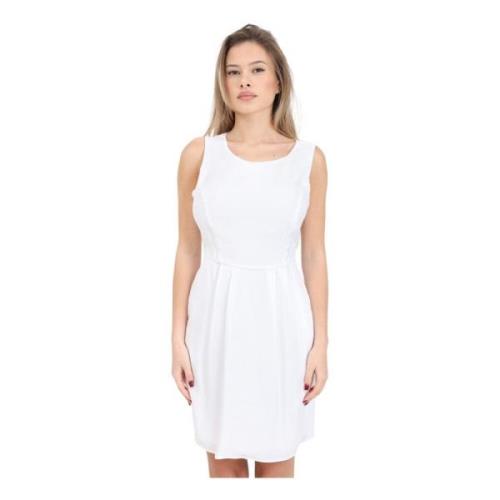 Armani Exchange Vit Satin Crepe Veckad Klänning White, Dam