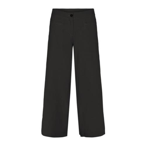 LauRie Wide Trousers Black, Dam