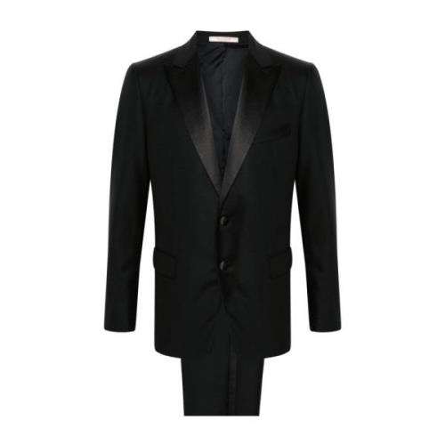 Valentino Single Breasted Suits Black, Herr