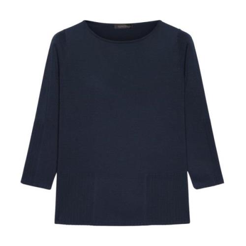 Elena Mirò Round-neck Knitwear Blue, Dam