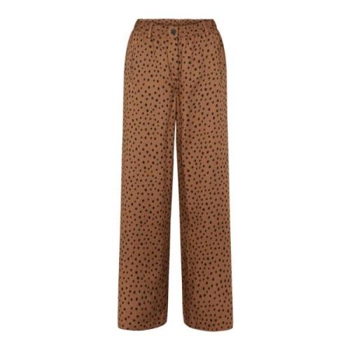 LauRie Loose Camel Print Byxor Brown, Dam