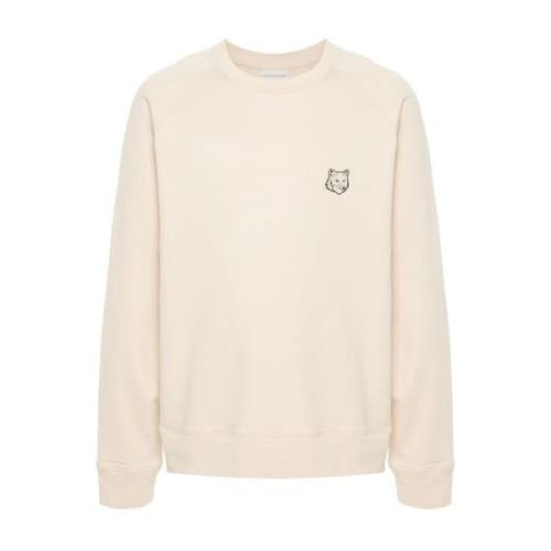 Maison Kitsuné Räv Huvud Patch Oversized Sweatshirt Beige, Herr