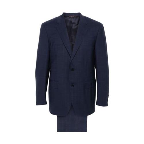 Canali Single Breasted Suits Blue, Herr