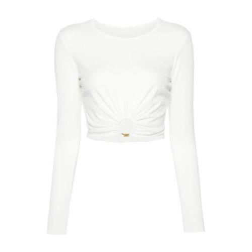 Elisabetta Franchi Kort Viskostopp med Ring White, Dam