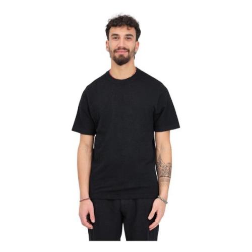 Selected Homme Svart Linne Ribbad Rund Hals T-shirt Black, Herr