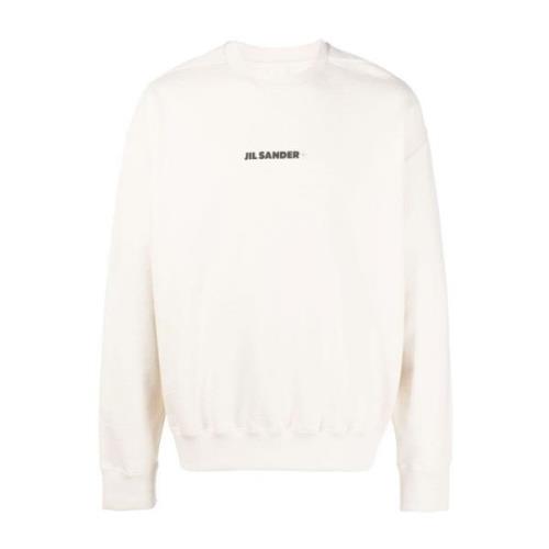 Jil Sander Naturlig Logo Svart Sweatshirt Beige, Herr