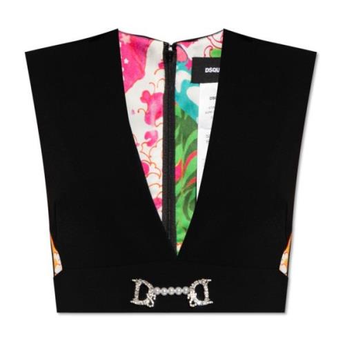 Dsquared2 Applikationssmyckad kort topp Black, Dam