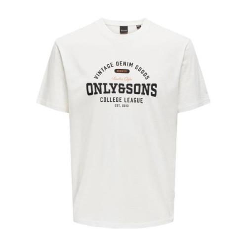 Only & Sons Casual Bomull T-shirt White, Herr