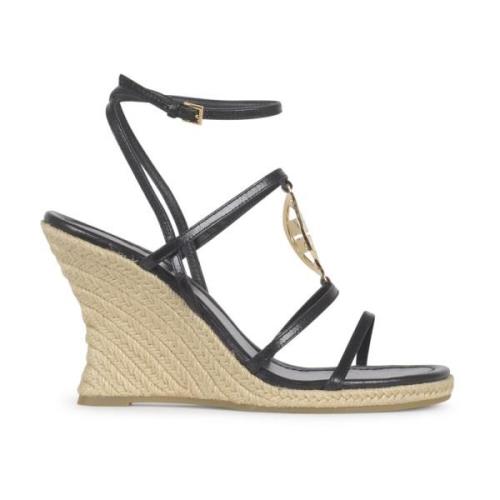 Tory Burch Capri Miller Espadrille Kilklack Skor Black, Dam