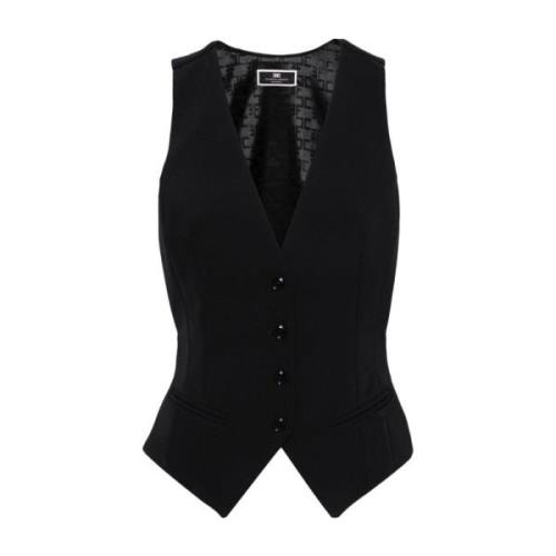 Elisabetta Franchi Svarta Gilet Jackor Black, Dam